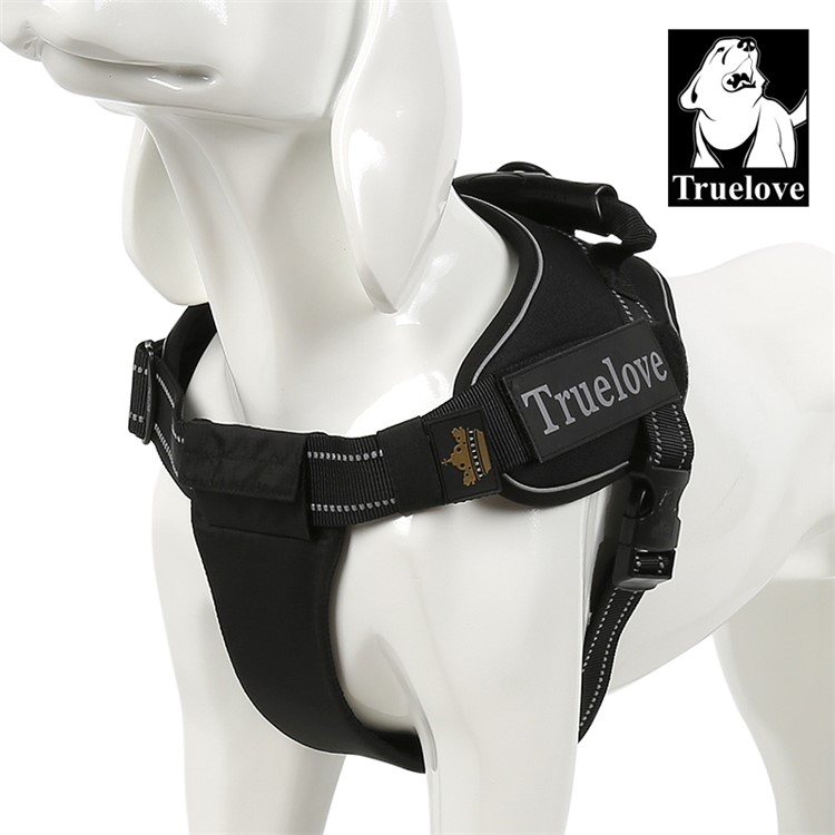 TRUELOVE Adjustable Reflective Chest Strap Middle/Large Dog Thoracic Dorsal Vest - Black / XL Size-1