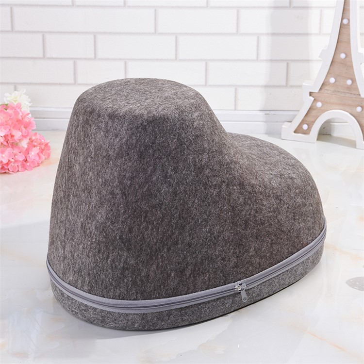 Shoe Shape Cozy Felt Pet Cave Bed Dog Cat Nest Four Seasons Breathable Washable - Side Open / Grey-5