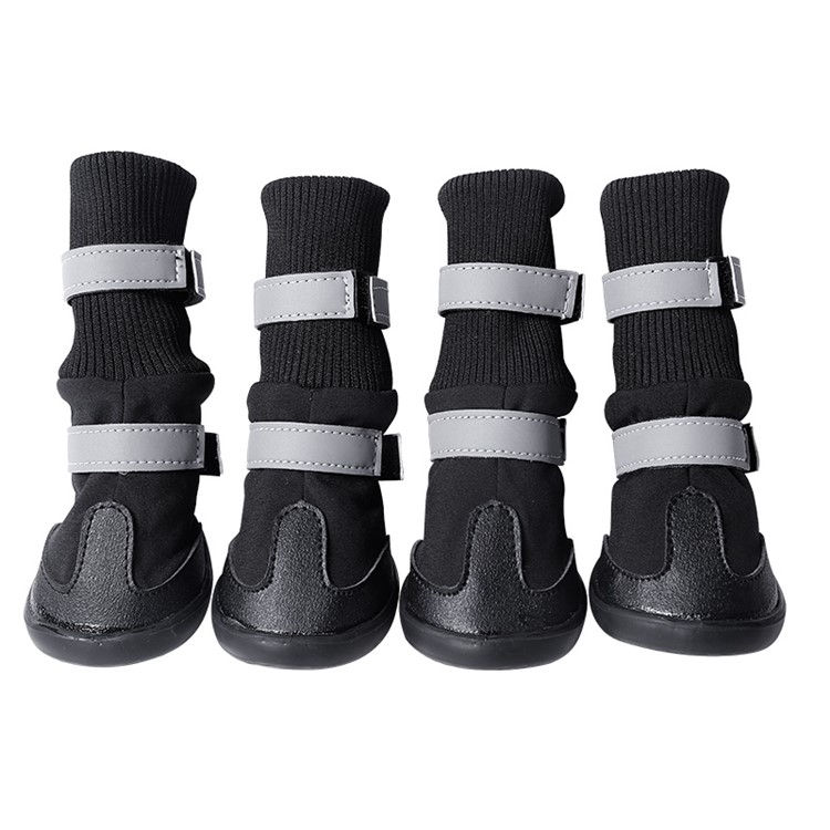 4PCS DOGLEMI Fashion Winter Warm Dog Pet Boots (DD01264) - Black / S Size-2