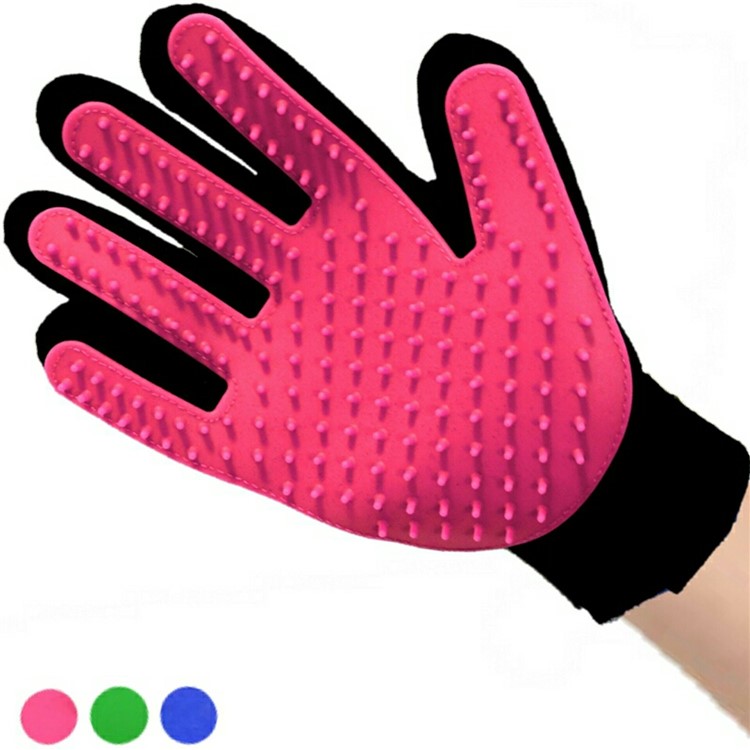 1PC Right Hand Pet Grooming Brush Gloves Massage Tool for Dogs Cats Horses Rabbits etc - Rose-1