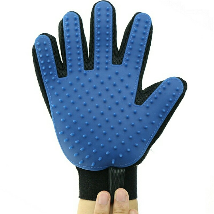 1PC Right Hand Pet Massage Gloves Grooming Brush Tool for Dogs Cats Horses Rabbits etc - Blue-2