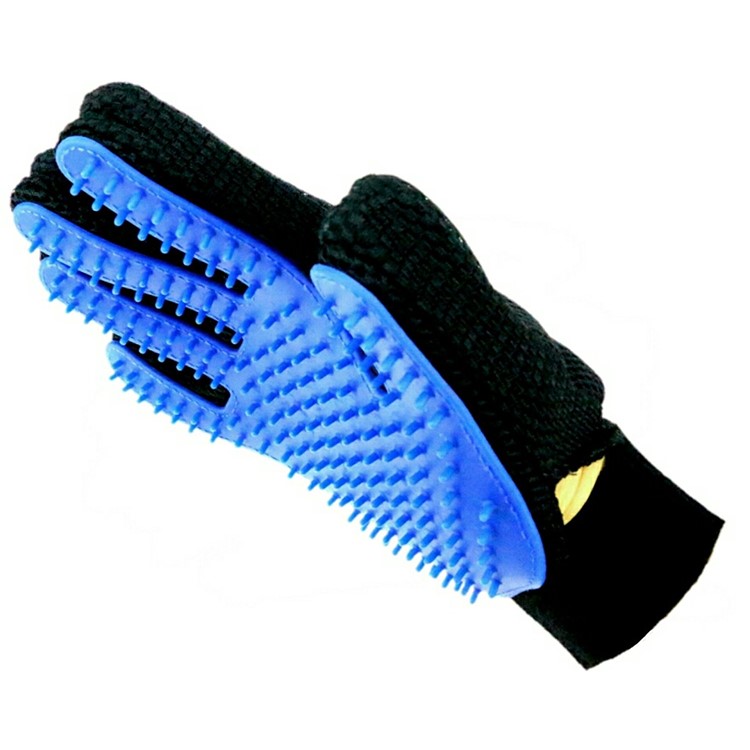 1PC Right Hand Pet Massage Gloves Grooming Brush Tool for Dogs Cats Horses Rabbits etc - Blue-4