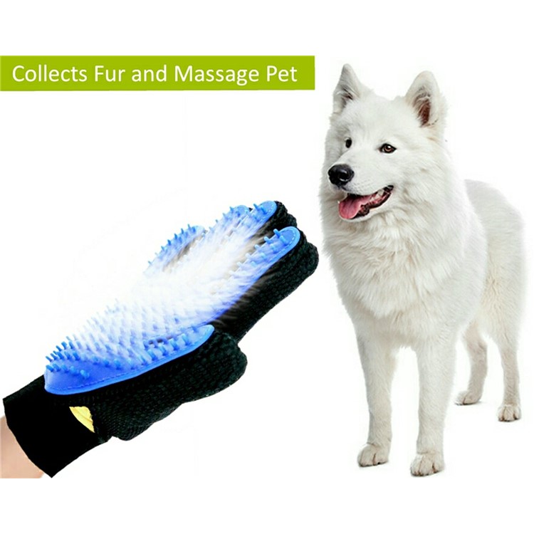 1PC Right Hand Pet Massage Gloves Grooming Brush Tool for Dogs Cats Horses Rabbits etc - Blue-7