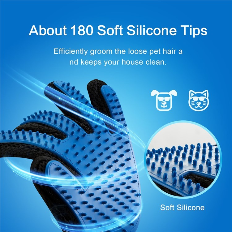 2Pcs/set Pet Dog Cat Grooming Gloves Versatile Pet Clean Grooming Massage Gloves - Blue-1