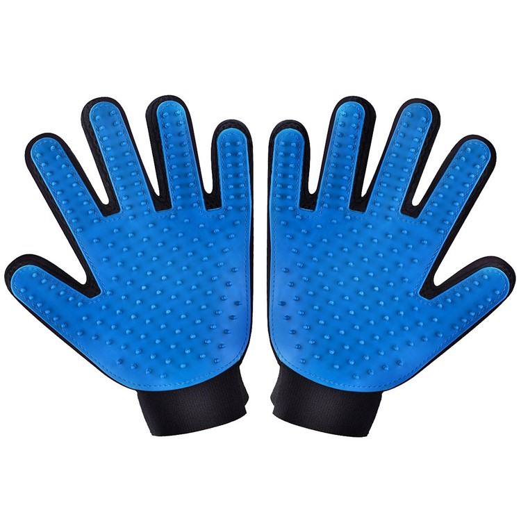 2Pcs/set Pet Dog Cat Grooming Gloves Versatile Pet Clean Grooming Massage Gloves - Blue-2