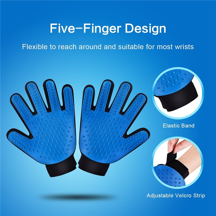 2Pcs/set Pet Dog Cat Grooming Gloves Versatile Pet Clean Grooming Massage Gloves - Blue-4