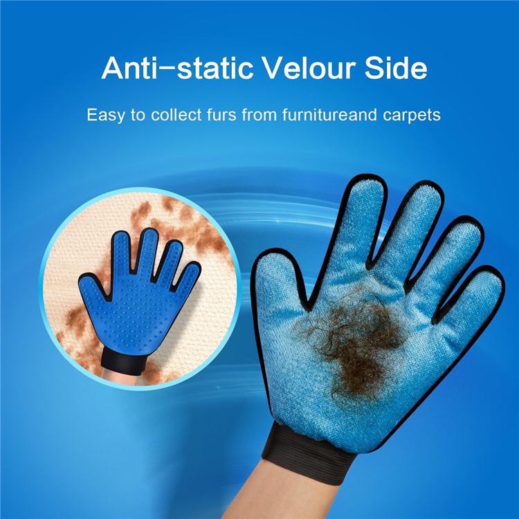 2Pcs/set Pet Dog Cat Grooming Gloves Versatile Pet Clean Grooming Massage Gloves - Blue-6