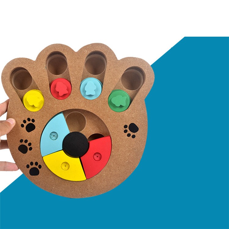 Wooden Multi-Functional Dog Food Bowl Educational Clamp Slot Training Toy - Paws-2