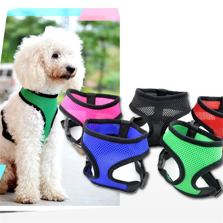 Dog Harness Pet Breast Harness Safety Mesh Strap - Black / Size: S-5