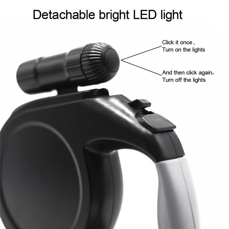 5 Meters Automatic Retractable Dog Leash Strap with LED Light for Small and Medium Dogs - Black-10