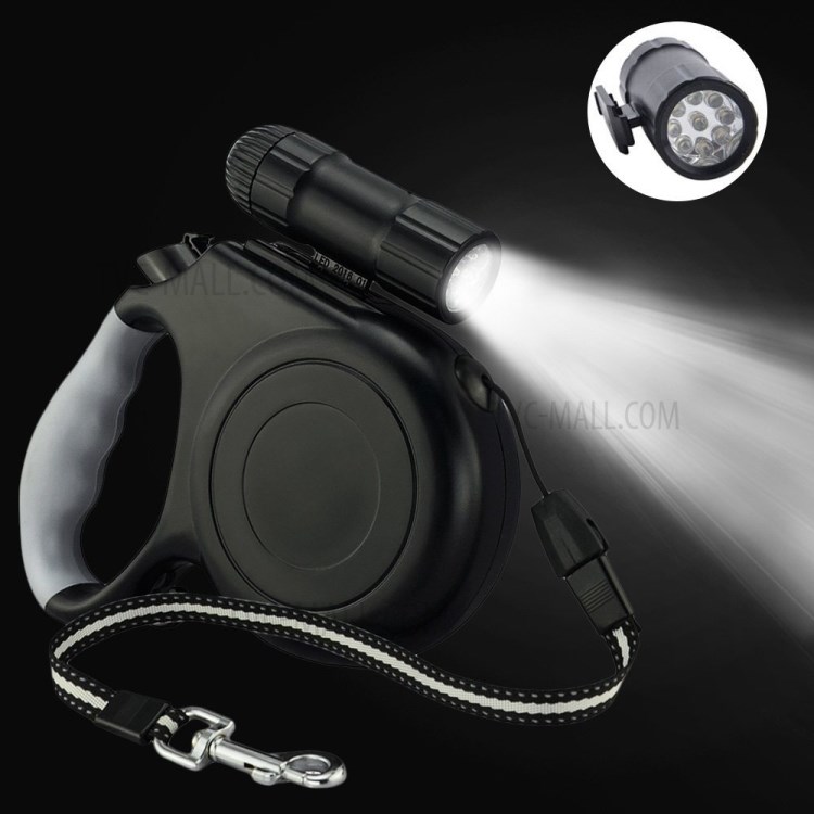 5 Meters Automatic Retractable Dog Leash Strap with LED Light for Small and Medium Dogs - Black-13