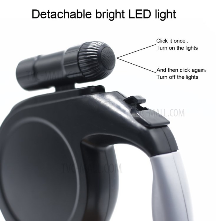 5 Meters Automatic Retractable Dog Leash Strap with LED Light for Small and Medium Dogs - Black-14