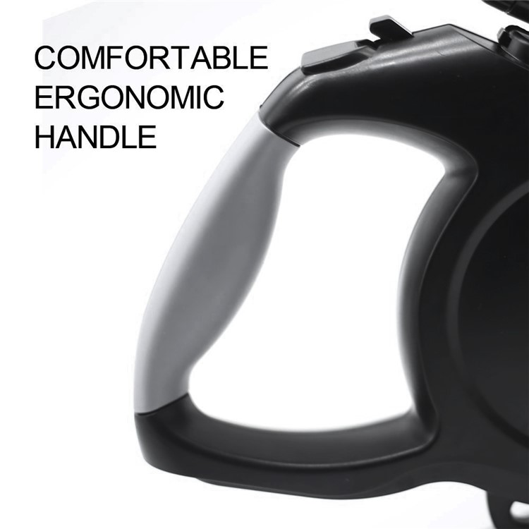 5 Meters Automatic Retractable Dog Leash Strap with LED Light for Small and Medium Dogs - Black-3