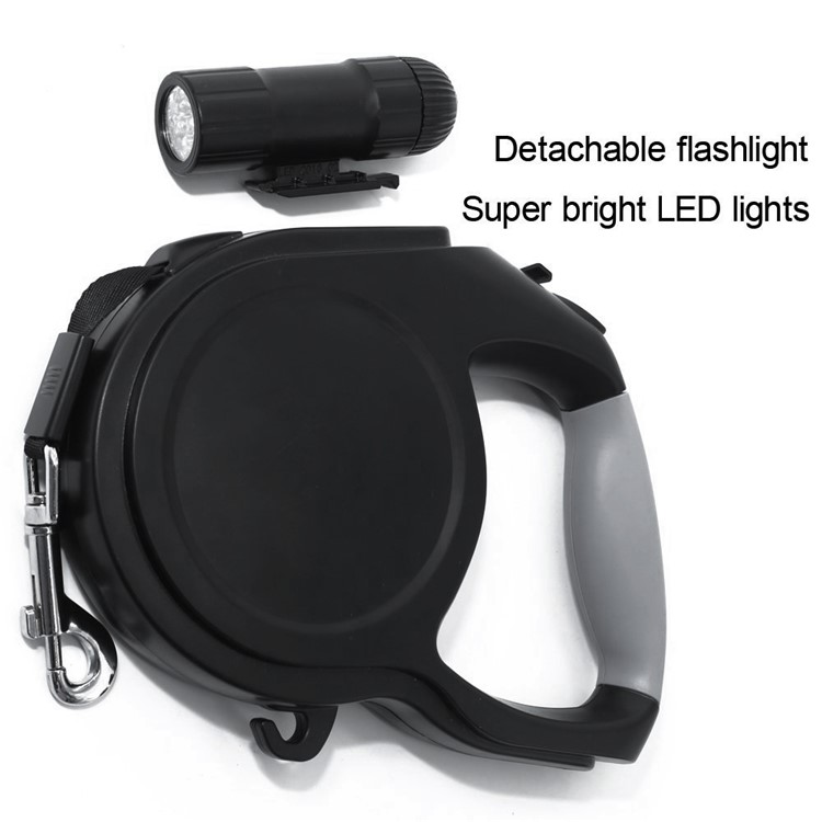 5 Meters Automatic Retractable Dog Leash Strap with LED Light for Small and Medium Dogs - Black-5