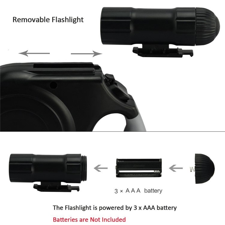 5 Meters Automatic Retractable Dog Leash Strap with LED Light for Small and Medium Dogs - Black-6