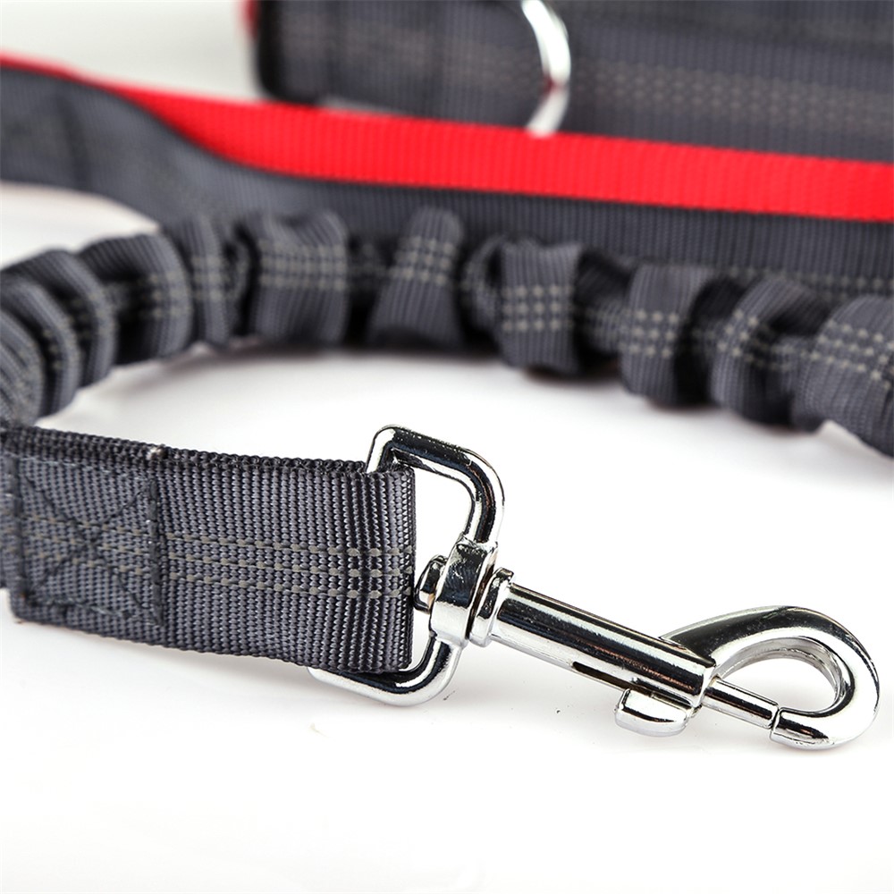 Hands Free Nylon Double-sided Reflective Running Dog Bungee Leash with Dual Handles - Red-4