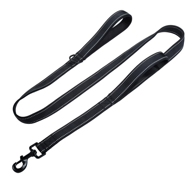 TG-L029 Dual Layer Nylon Double-sided Reflective Dog Leash with Extra Traffic Handle - Black-2