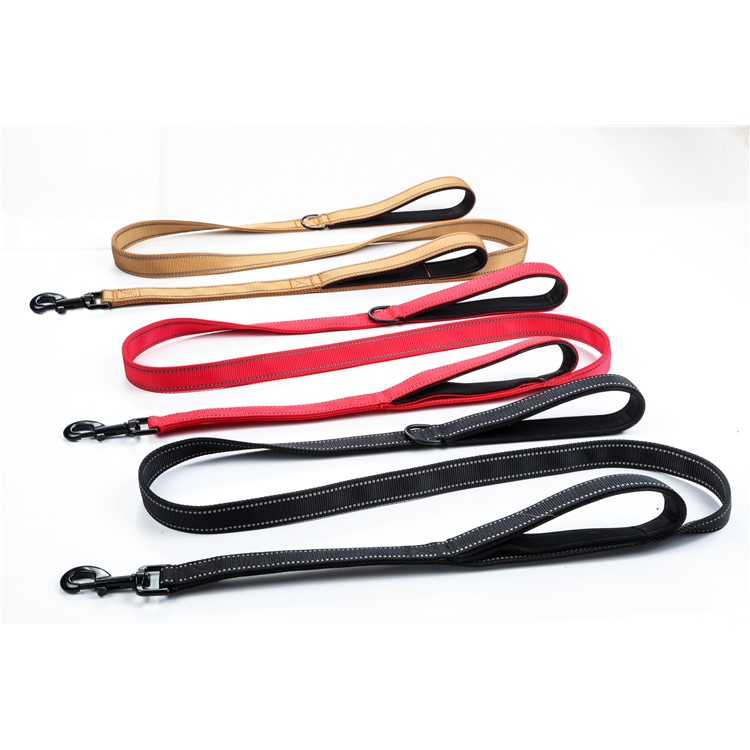 TG-L029 Dual Layer Nylon Double-sided Reflective Dog Leash with Extra Traffic Handle - Black-3