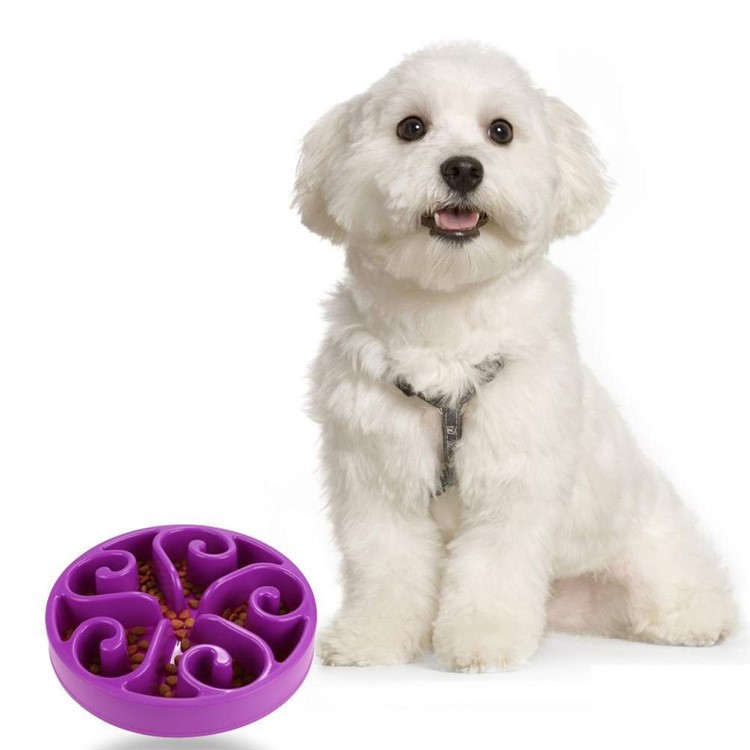 Portable Slow Feeder Bowl Interactive Bloat Stop Dog Bowl - Purple-1