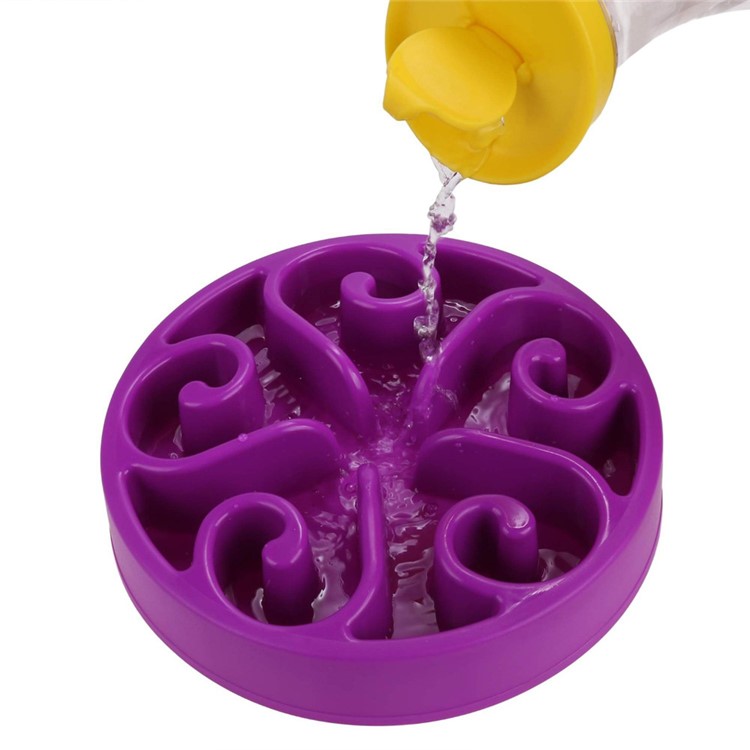 Portable Slow Feeder Bowl Interactive Bloat Stop Dog Bowl - Purple-2