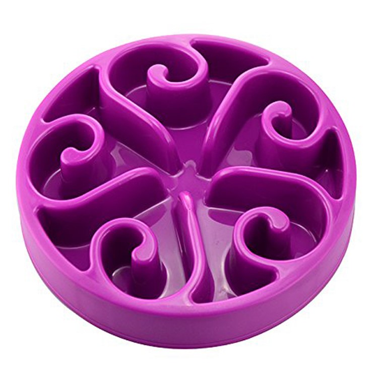 Portable Slow Feeder Bowl Interactive Bloat Stop Dog Bowl - Purple-5