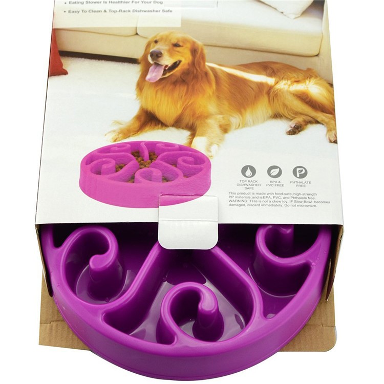 Portable Slow Feeder Bowl Interactive Bloat Stop Dog Bowl - Purple-6