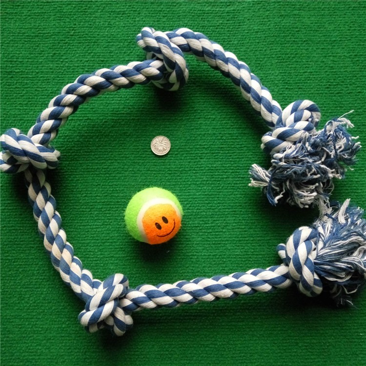 5Pcs/Set 1 Meter Flossy Chews Cotton Blend Color 5-Knot Rope Tugs for Dogs-1
