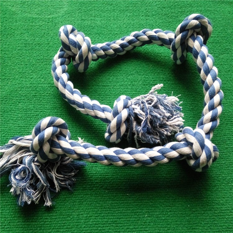 5Pcs/Set 1 Meter Flossy Chews Cotton Blend Color 5-Knot Rope Tugs for Dogs-2