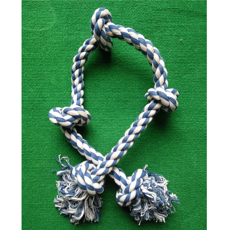 5Pcs/Set 1 Meter Flossy Chews Cotton Blend Color 5-Knot Rope Tugs for Dogs-3