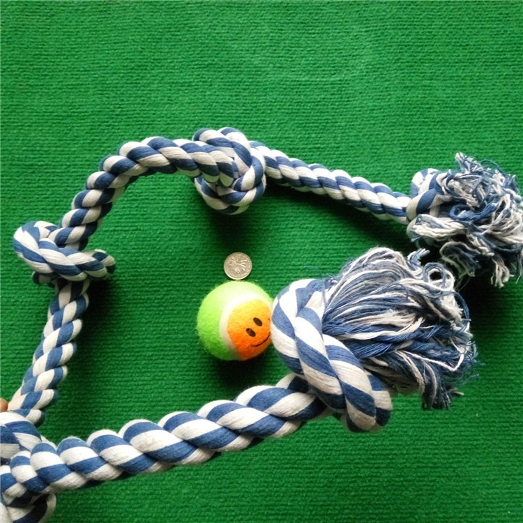 5Pcs/Set 1 Meter Flossy Chews Cotton Blend Color 5-Knot Rope Tugs for Dogs-5