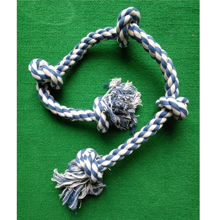 5Pcs/Set 1 Meter Flossy Chews Cotton Blend Color 5-Knot Rope Tugs for Dogs-6