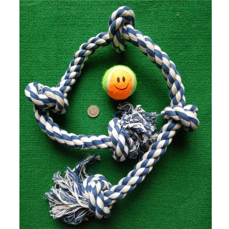 5Pcs/Set 1 Meter Flossy Chews Cotton Blend Color 5-Knot Rope Tugs for Dogs-7