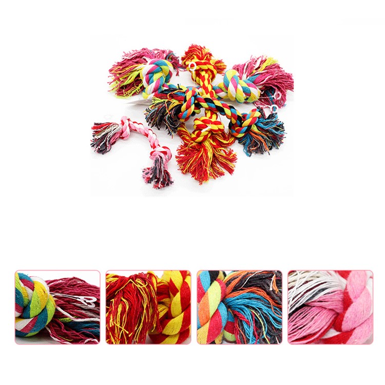 10Pcs/Set 17cm Flossy Chews Cotton Rainbow Color 2-Knot Rope Tugs for Dogs-2