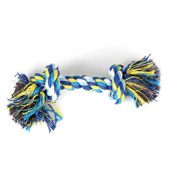 10Pcs/Set 17cm Flossy Chews Cotton Rainbow Color 2-Knot Rope Tugs for Dogs-6