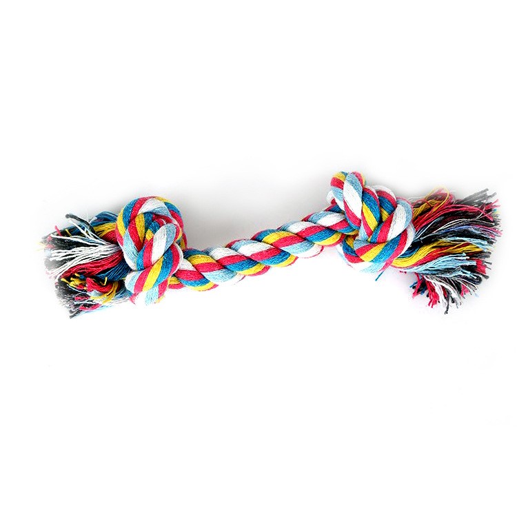 10Pcs/Set 17cm Flossy Chews Cotton Rainbow Color 2-Knot Rope Tugs for Dogs-7