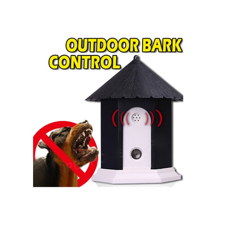 Ultrasonic Outdoor Bark Control Dog Trainer Birdhouse Shape - Black-1
