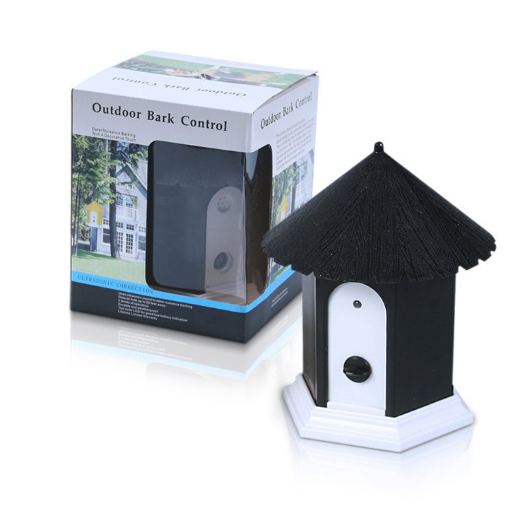 Ultrasonic Outdoor Bark Control Dog Trainer Birdhouse Shape - Black-2