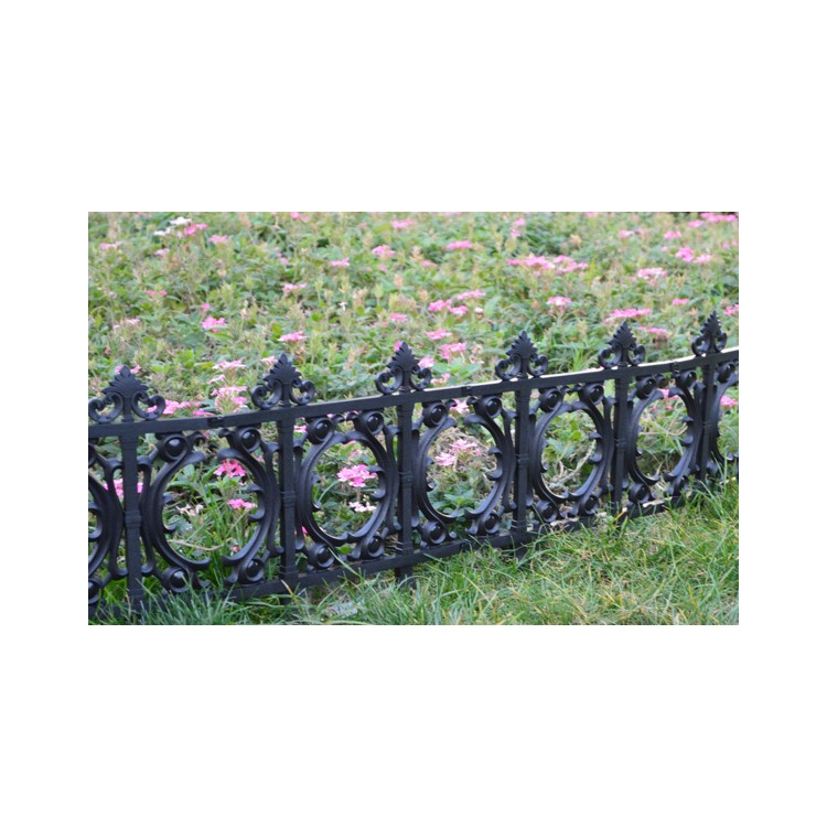 Fleurs-de-lis Garden Border Fence Plastic Garden Fence - Black / Plug-in Type-1
