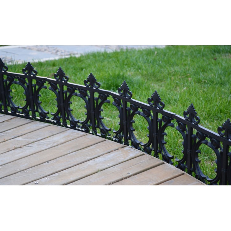 Fleurs-de-lis Garden Border Fence Plastic Garden Fence - Black / Plug-in Type-2