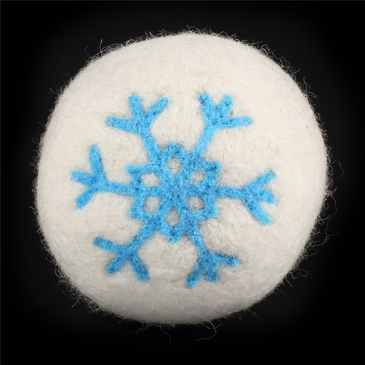 4Pcs/Pet 100% Wool Eco-friendly Cat Dog Small Ball Toy 7.5cm Wool Balls - Blue Snowflake-2