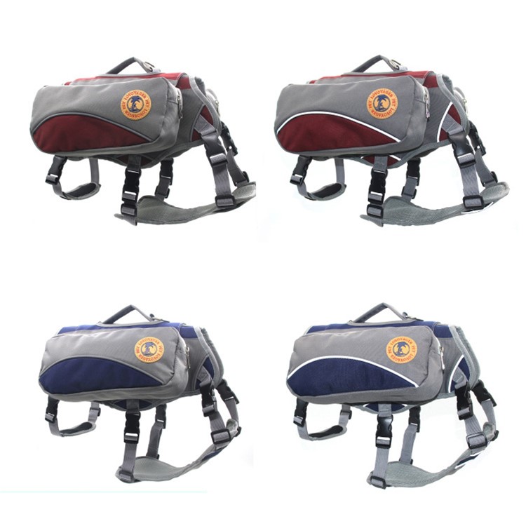 2 in 1 Service Dog Vest Harness Saddlebag Backpack with 2 Removable Saddle Bags - Red / Size: M-10