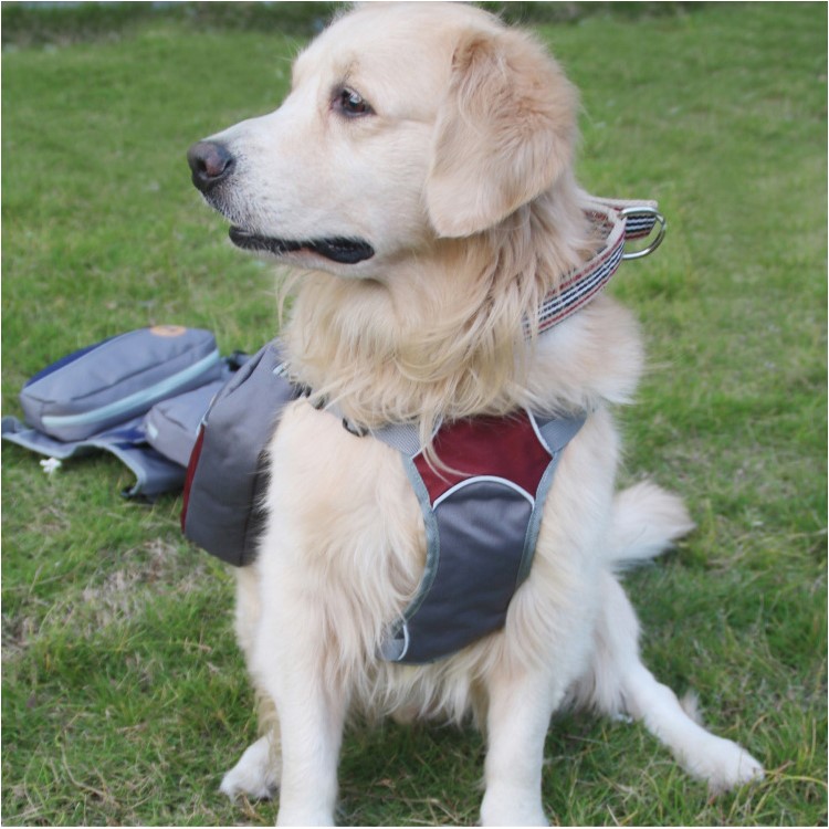 2 in 1 Service Dog Vest Harness Saddlebag Backpack with 2 Removable Saddle Bags - Red / Size: M-11