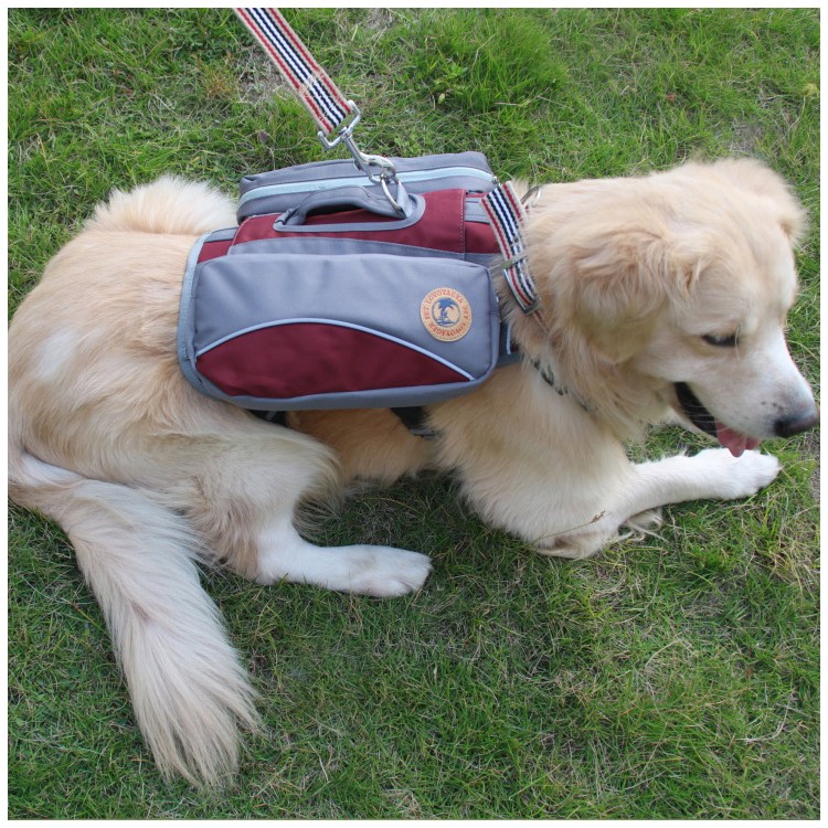 2 in 1 Service Dog Vest Harness Saddlebag Backpack with 2 Removable Saddle Bags - Red / Size: M-13