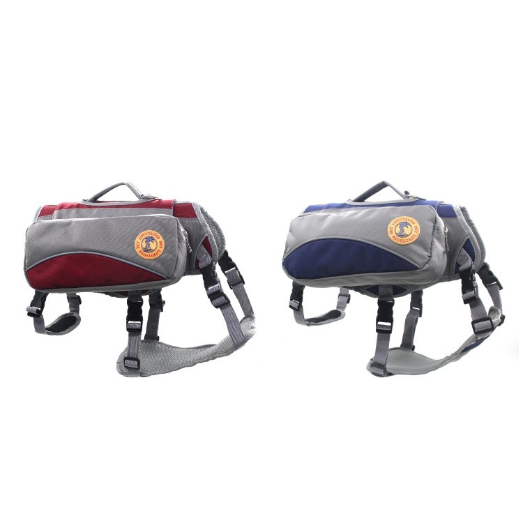 2 in 1 Service Dog Vest Harness Saddlebag Backpack with 2 Removable Saddle Bags - Red / Size: M-6