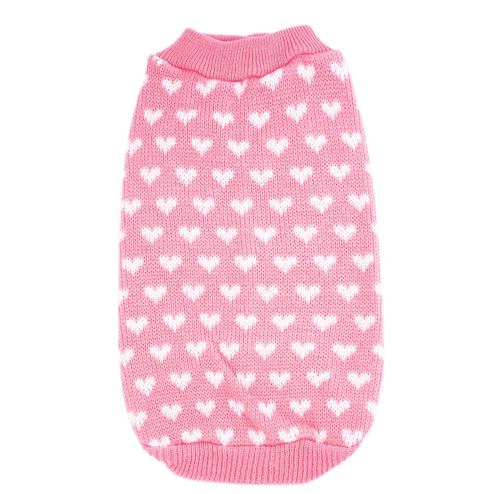 Heart Pattern Small Pets Puppy Dogs Winter Knit Sweater - Size: XS-4