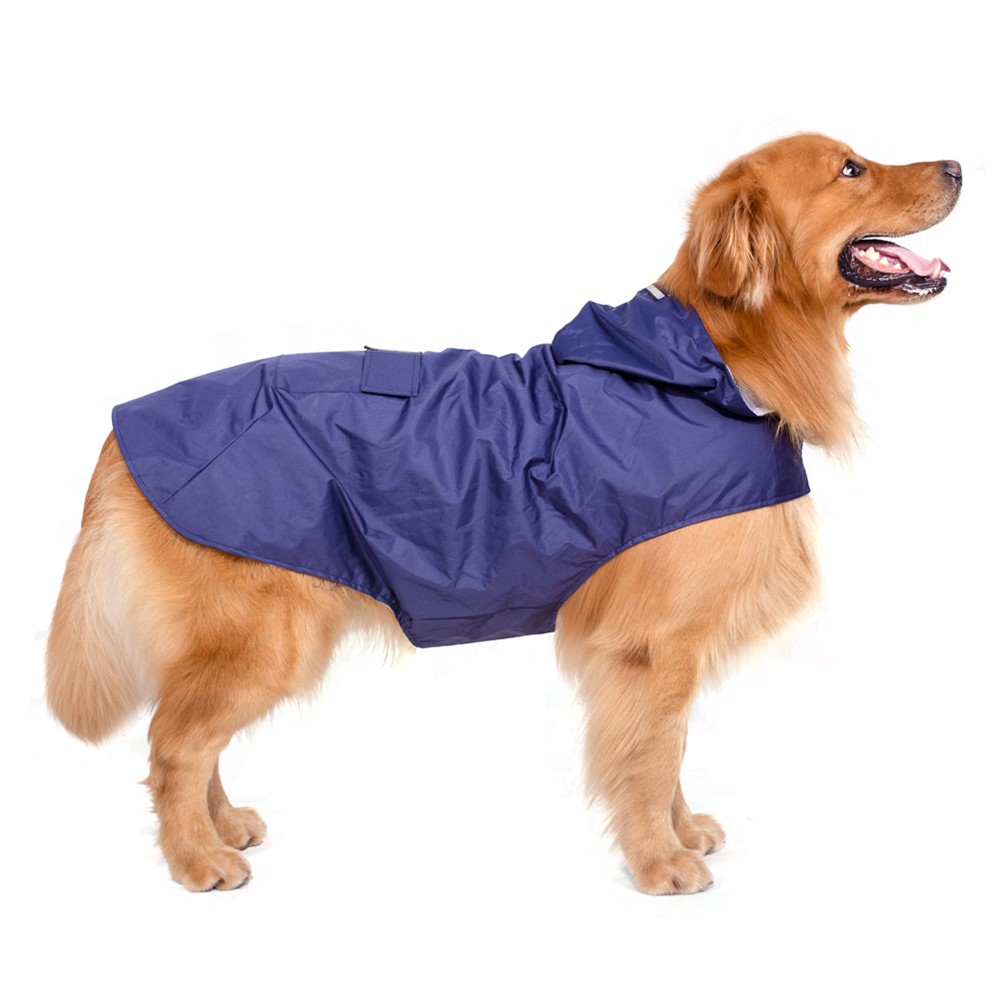 Super Waterproof Hooded Dog Raincoat Pet Clothes - Dark Blue / Size: 5XL-1