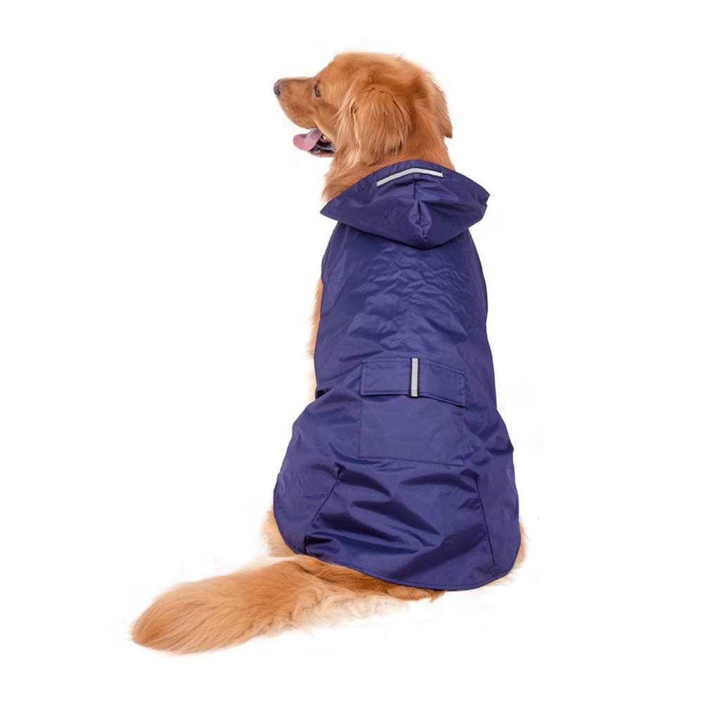 Super Waterproof Hooded Dog Raincoat Pet Clothes - Dark Blue / Size: 5XL-3