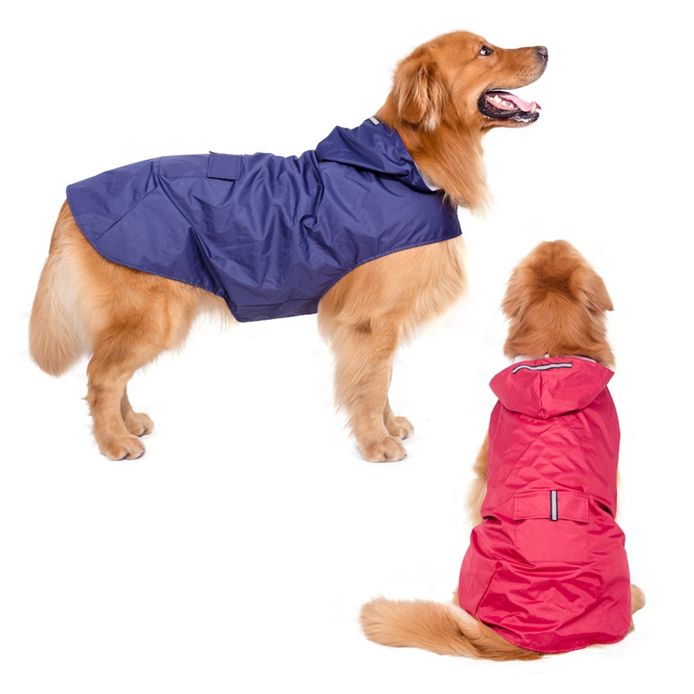 Super Waterproof Hooded Dog Raincoat Pet Clothes - Dark Blue / Size: 5XL-4