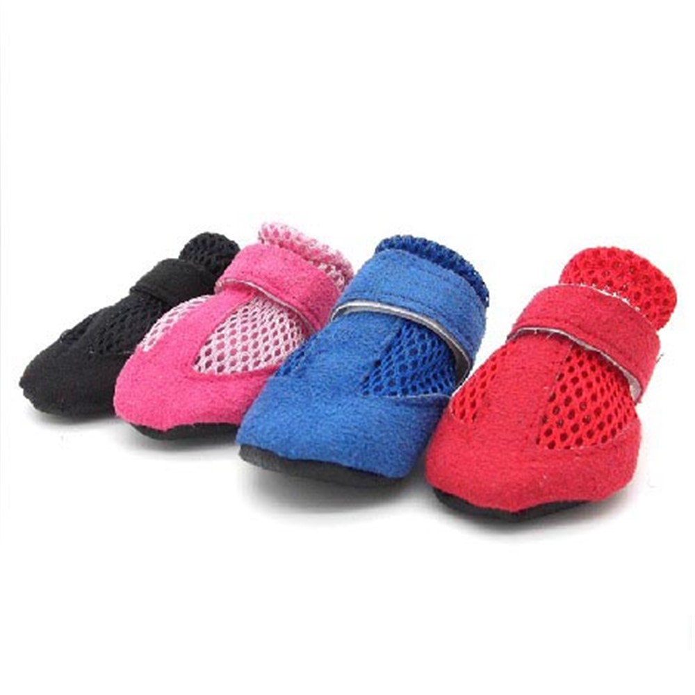 Universal Fashionable Suede Mesh Anti-slip Pet Boots - Pink / Size: S-2