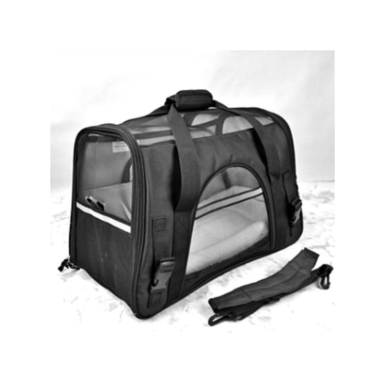 Black Portable Foldable Outdoor Travel Zipper Closure Pet Carrier Bag Pouch, Size: 43 x 20 x 29cm-1